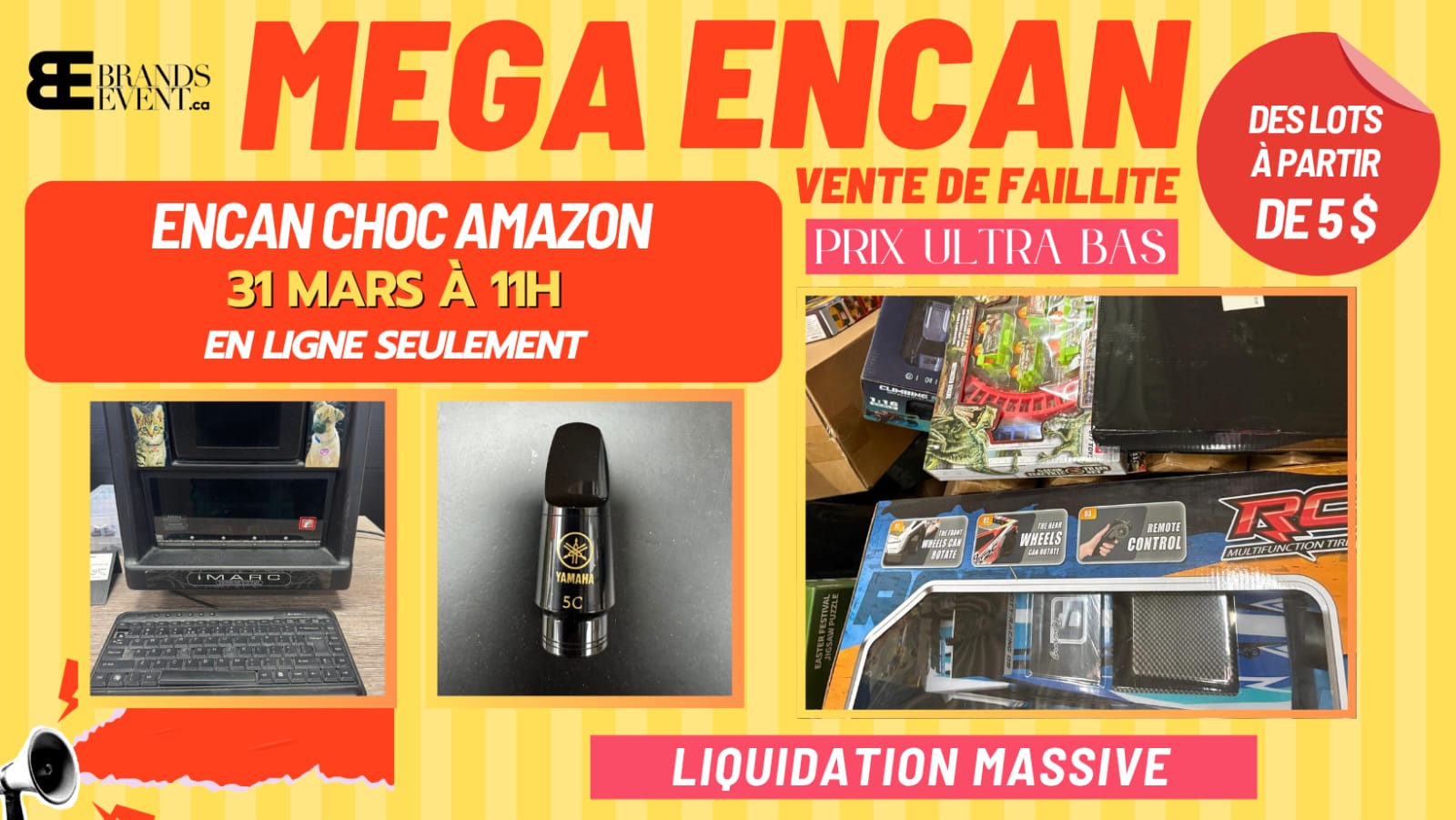 ENCAN CHOC AMAZON – Lots à partir de 5 $