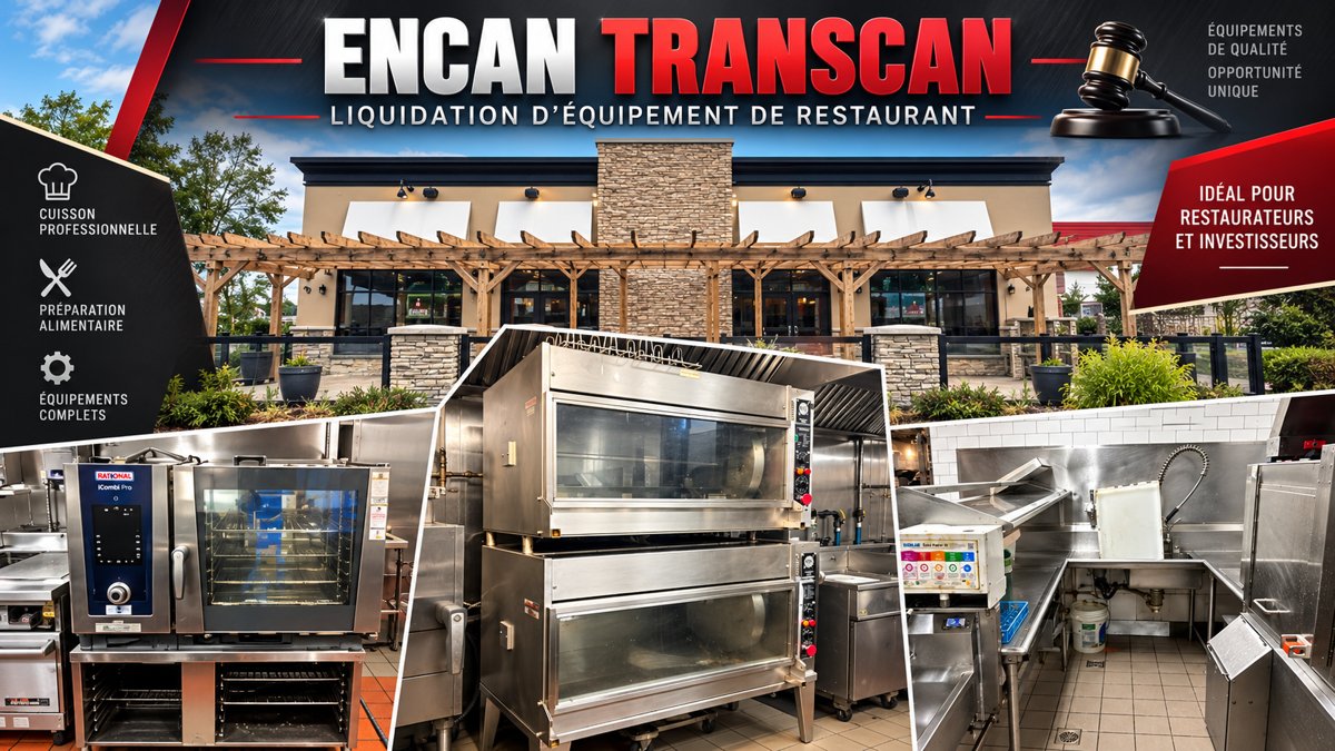Encan d&rsquo;équipement de restaurant à Granby : 148 lots à saisir